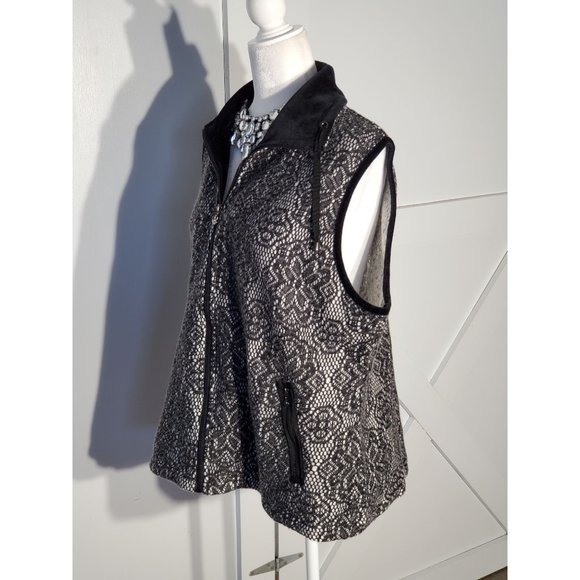 D & D LIFESTYLE VEST COLOR BLACK GRAY VELVET NECK ACRYLIC/POLYESTER SIZE XL - Picture 5 of 7